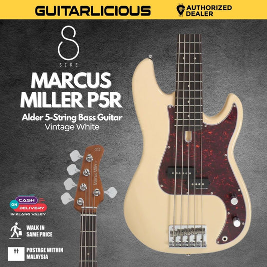 Sire Marcus Miller P5R Alder 5-String Bass Guitar - Vintage White