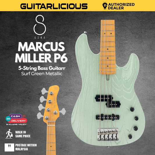 Sire Marcus Miller P6 5-String Bass Guitar - Surf Green Metallic