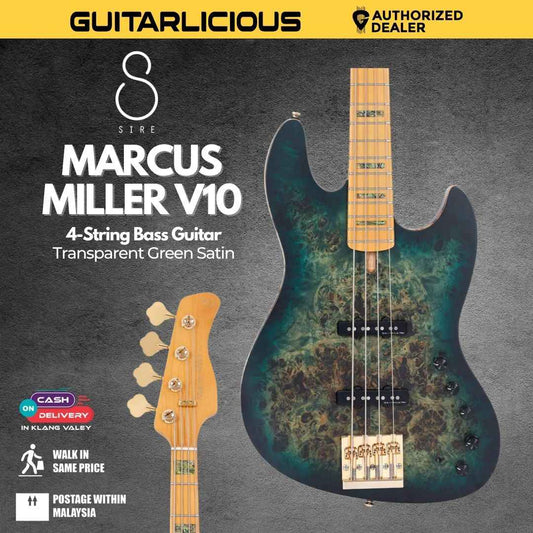 Sire Marcus Miller V10 4-String Bass Guitar - Transparent Green Satin