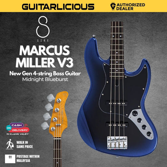 Sire Marcus Miller V3 New Gen 4 String Electric Bass Guitar - Midnight Blueburst