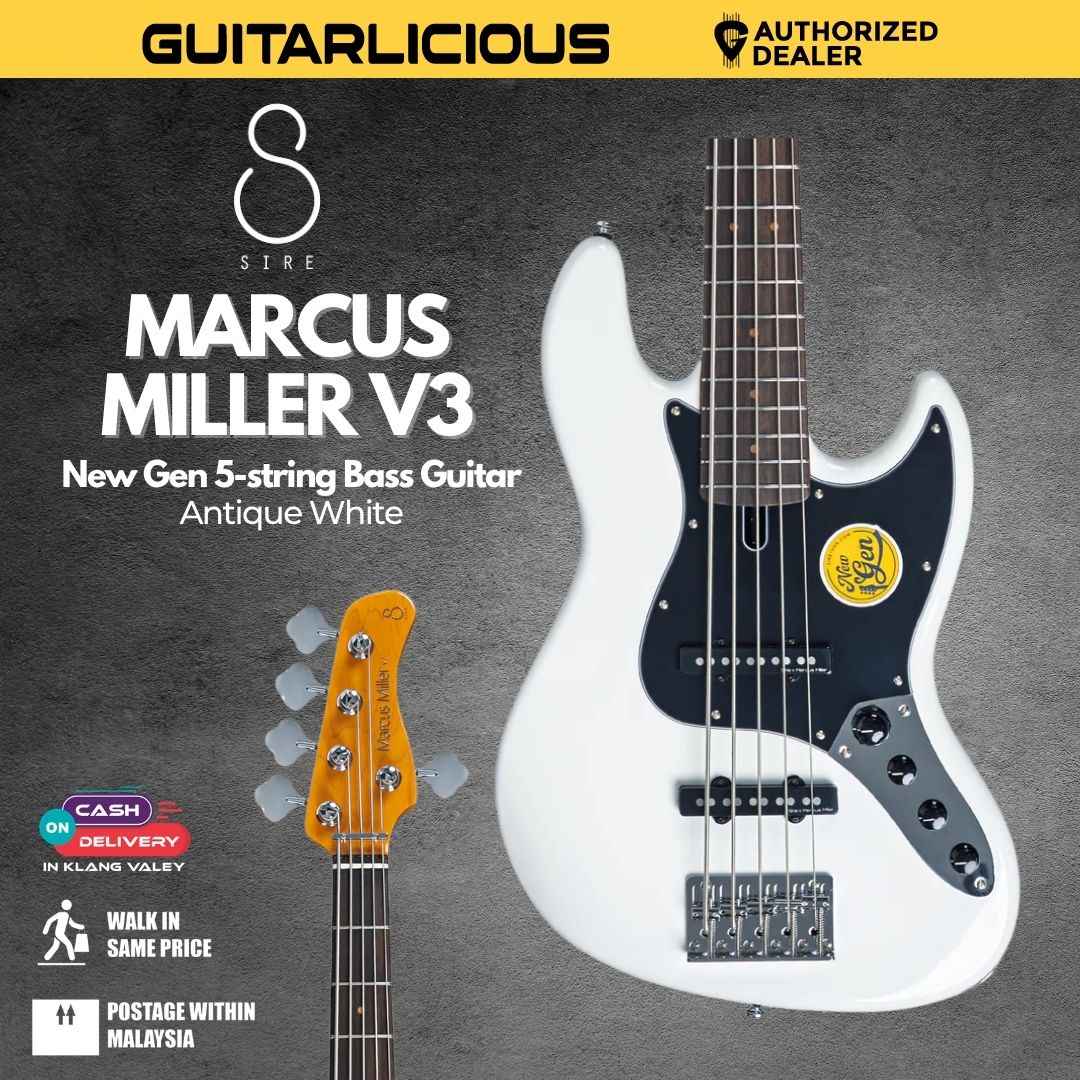 Sire Marcus Miller V3 New Gen 5 String Electric Bass Guitar - Antique White