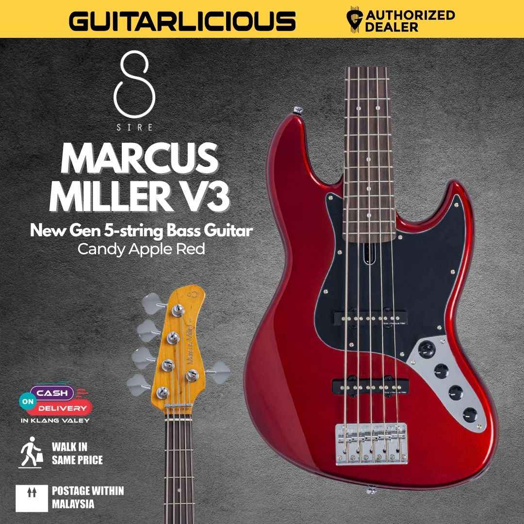 Sire Marcus Miller V3 New Gen 5 String Electric Bass Guitar - Candy Apple Red