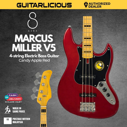 Sire Marcus Miller V5 4-String Bass Guitar - Candy Apple Red