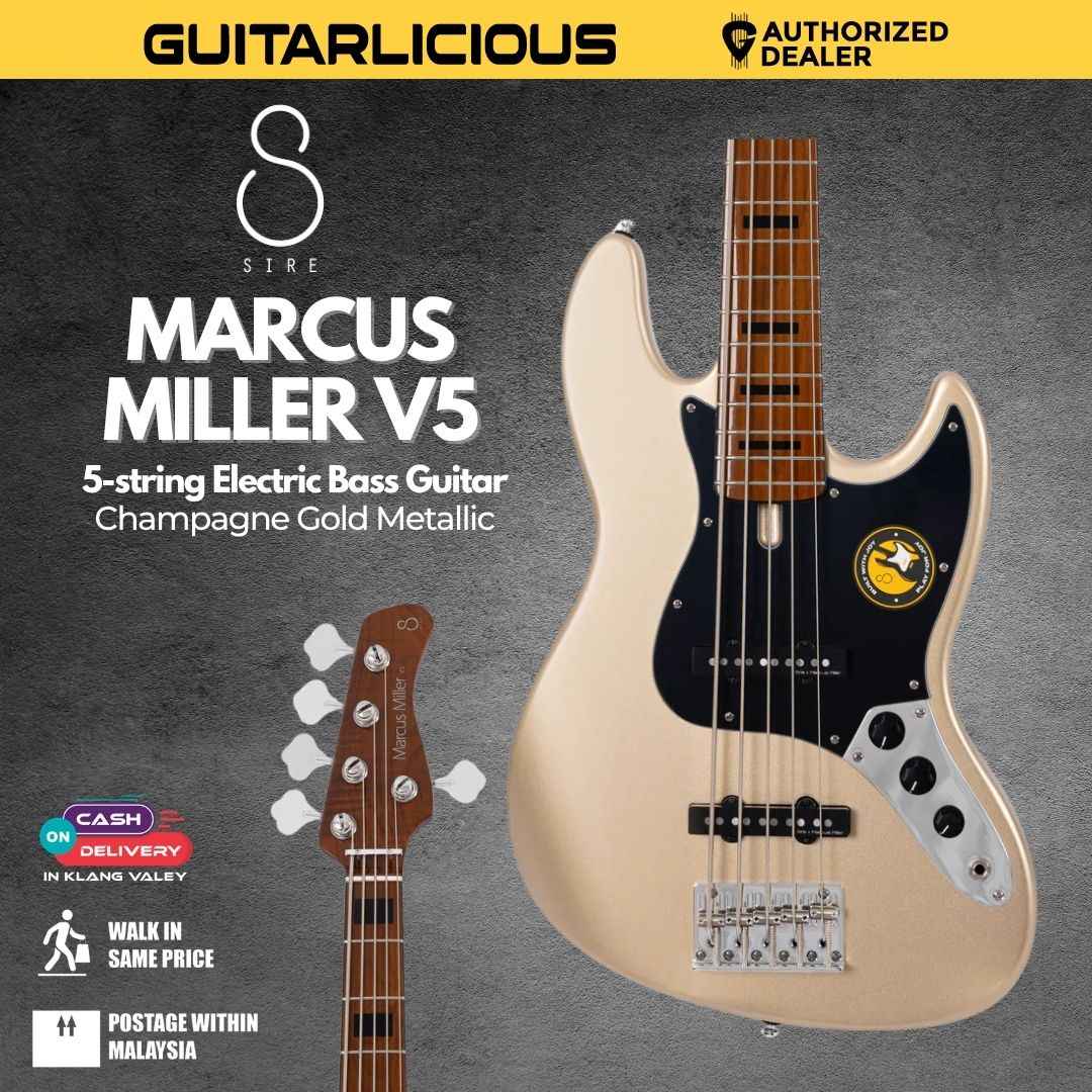 Sire Marcus Miller V5 5-String Bass Guitar - Champagne Gold Metallic