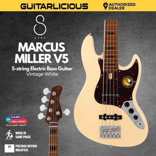 Sire Marcus Miller V5 5-String Bass Guitar - Vintage White