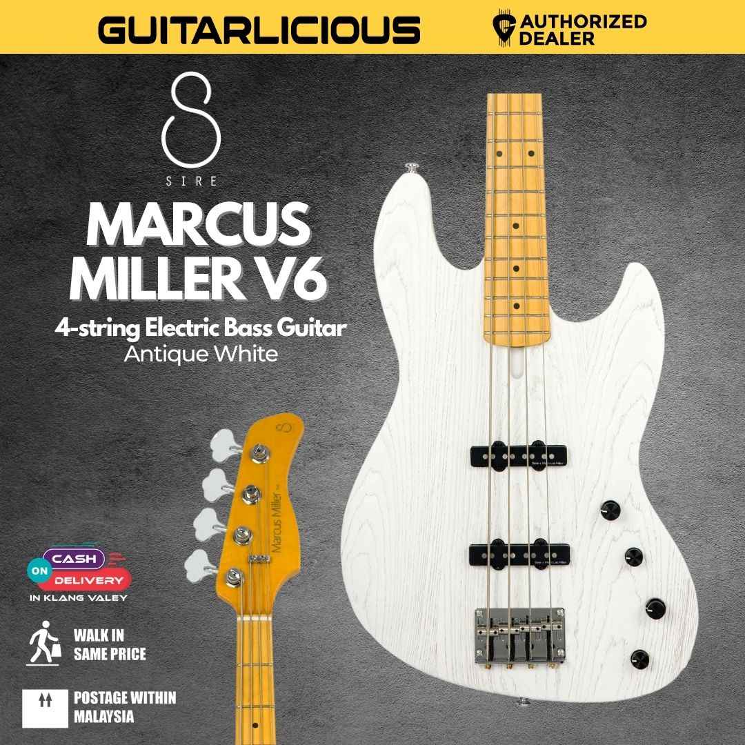 Sire Marcus Miller V6 4-string Electric Bass Guitar - Antique White