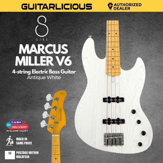 Sire Marcus Miller V6 4-string Electric Bass Guitar - Antique White