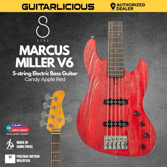 Sire Marcus Miller V6 5-string Electric Bass Guitar - Candy Apple Red