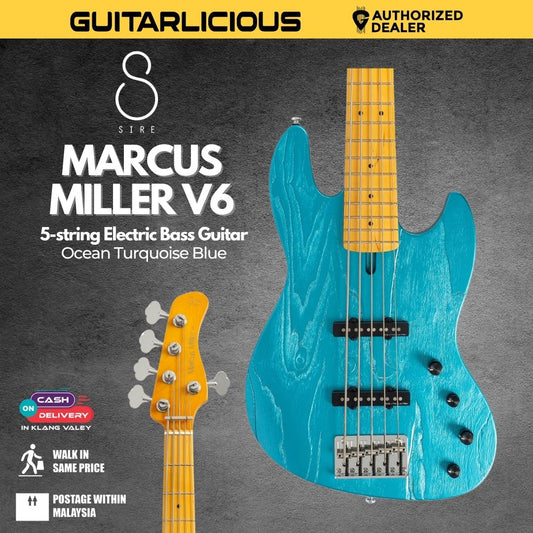Sire Marcus Miller V6 5-string Electric Bass Guitar - Ocean Turquoise Blue