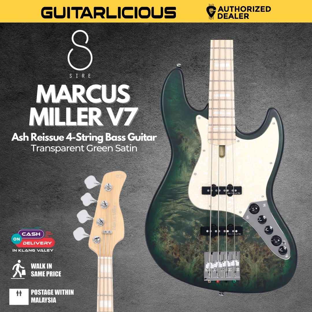 Sire Marcus Miller V7 Ash Reissue 4-String Bass Guitar - Transparent Green Satin