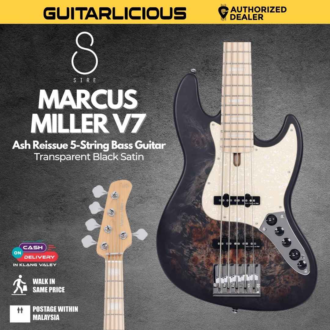 Sire Marcus Miller V7 Ash Reissue 5-String Bass Guitar - Transparent Black Satin
