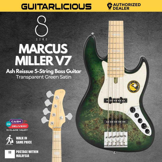 Sire Marcus Miller V7 Ash Reissue 5-String Bass Guitar - Transparent Green Satin