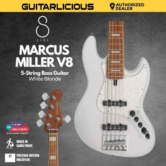 Sire Marcus Miller V8 5-String Bass Guitar - White Blonde