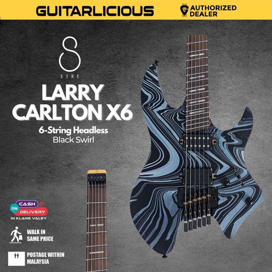 Sire Larry Carlton X6 6-String Headless Electric Guitar - Black Swirl