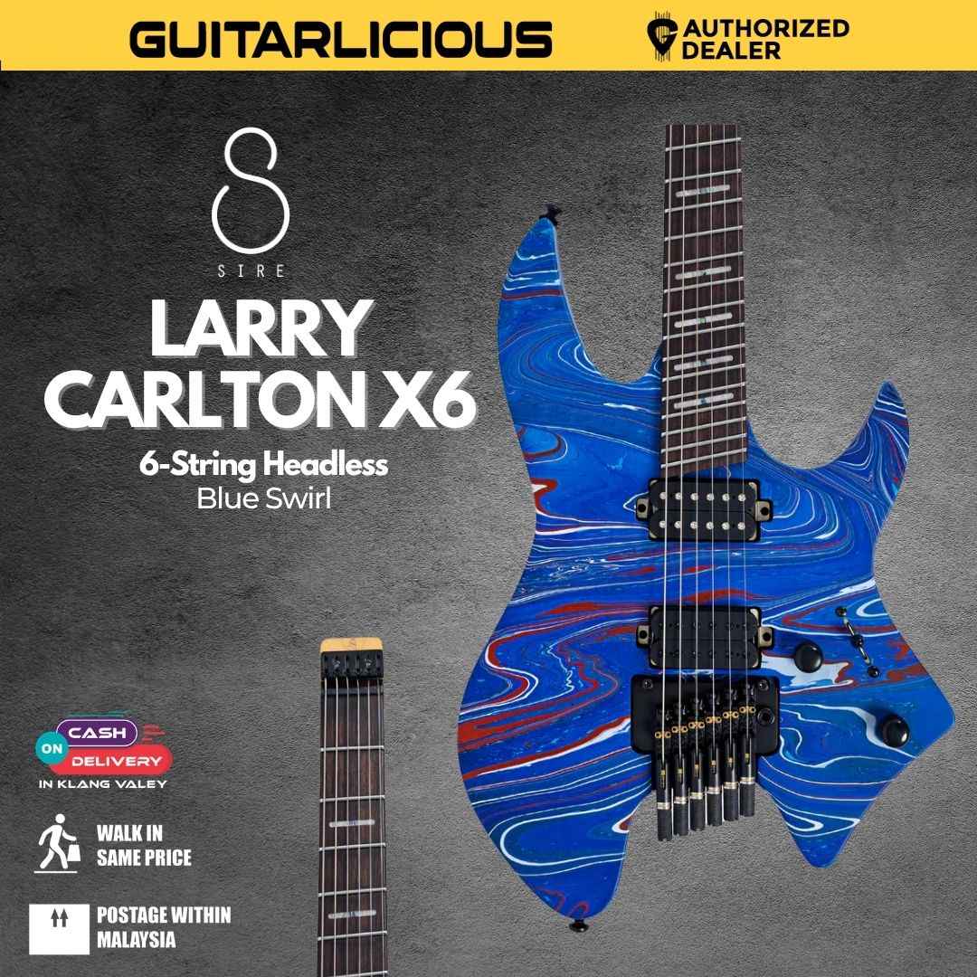 Sire Larry Carlton X6 6-String Headless Electric Guitar -Blue Swirl