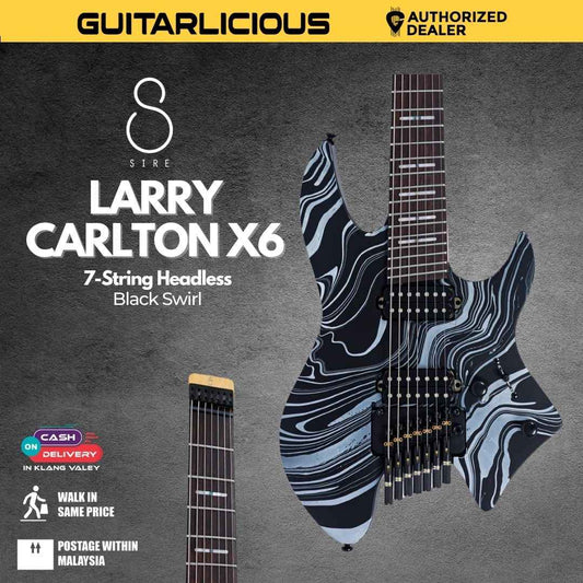 Sire Larry Carlton X6 7-String Headless Electric Guitar - Black Swirl