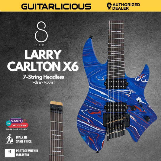 Sire Larry Carlton X6 7-String Headless Electric Guitar - Blue Swirl