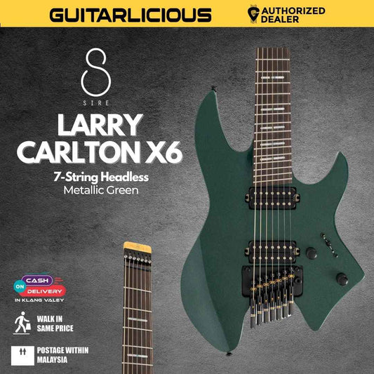 Sire Larry Carlton X6 7-String Headless Electric Guitar - Metallic Green
