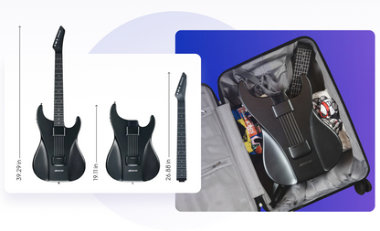 AEROBAND AeroGuitar Stringless Acoustic Electric Travel Guitar, Portable Silent Smart Guitar w/ Removable Fretboard - PINK