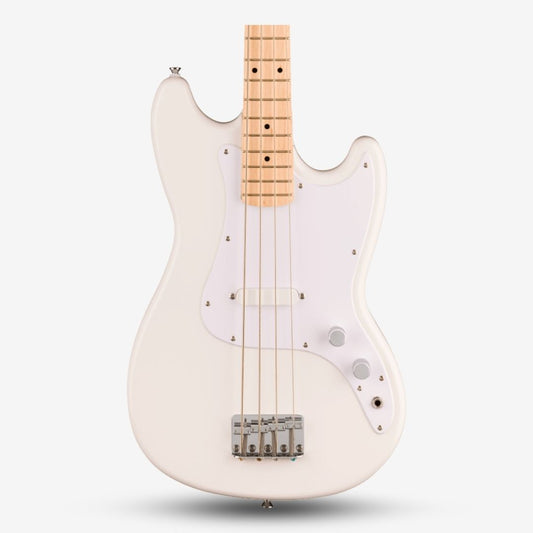 Squier Sonic Bronco 4 String Bass Guitar with White Pickguard, Maple FB - Arctic White