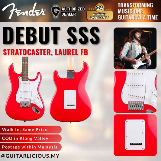 Squier Debut Series SSS Stratocaster Electric Guitar, Laurel FB - Torino Red