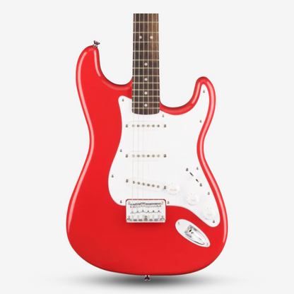 Squier Bullet SSS Hardtail Stratocaster Electric Guitar, Laurel FB - Fiesta Red