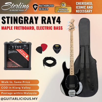 Sterling By Music Man StingRay RAY4 Electric Bass Guitar with Maple Fretboard
