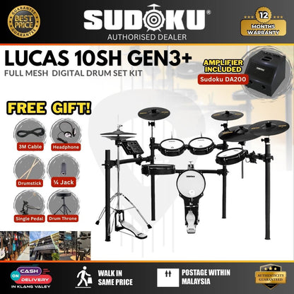 Sudoku Lucas 10SH with Gen3+ Module Series Full Mesh Electronic Drum Set With Accessories ( LUCAS / 10SH / Gen3+ ) (2)