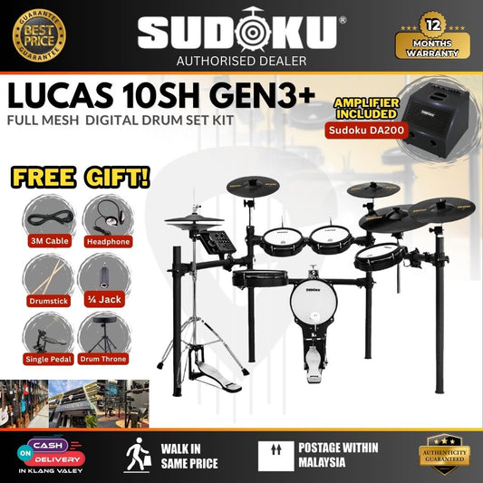 Sudoku Lucas 10SH with Gen3+ Module Series Full Mesh Electronic Drum Set With Accessories ( LUCAS / 10SH / Gen3+ ) (2)