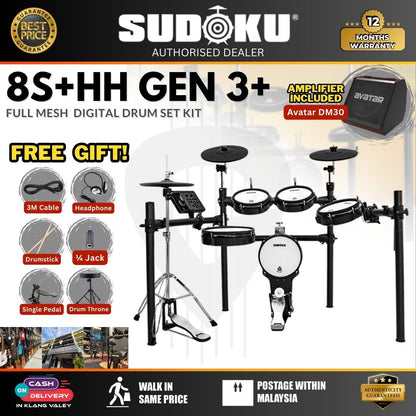 Sudoku Lucas 8S + HH Stand with Gen3+ Module Series Full Mesh Electronic Drum (3)