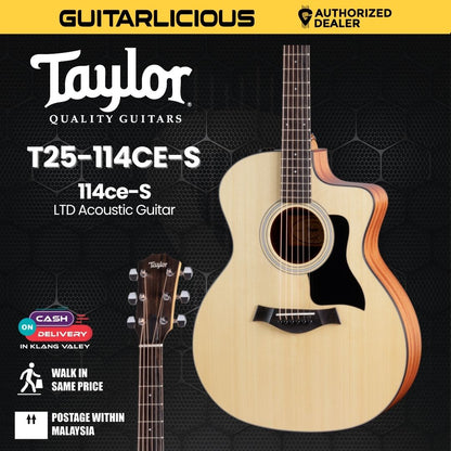 Taylor 114ce-S LTD Acoustic Guitar w/Bag, Natural Sapele