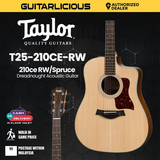 Taylor 210ce RW/Spruce Dreadnought Acoustic Guitar w/Gig Bag (PRE-ORDER)