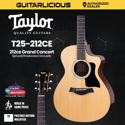 Taylor 212ce Grand Concert Spruce/Rosewood Acoustic Guitar w/Case