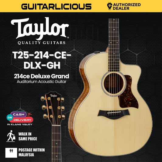 Taylor 214ce Deluxe Grand Auditorium Acoustic Guitar, Gold Hardware, w/Case (PRE-ORDER)