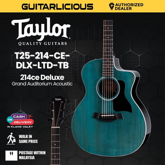 Taylor 214ce Deluxe Grand Auditorium Acoustic Guitar, Trans Blue Top (PRE-ORDER)