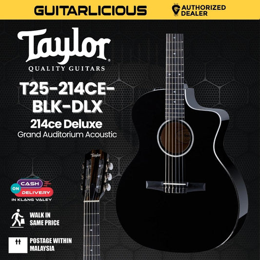 Taylor 214ce Deluxe Grand Auditorium Acoustic Guitar w/Case, Black (PRE-ORDER)
