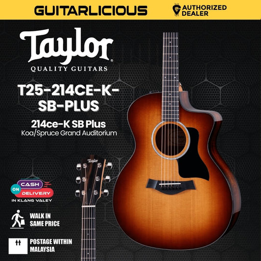 Taylor 214ce-K SB Plus Koa/Spruce Grand Auditorium Acoustic Guitar w/Case, Sunburst Top