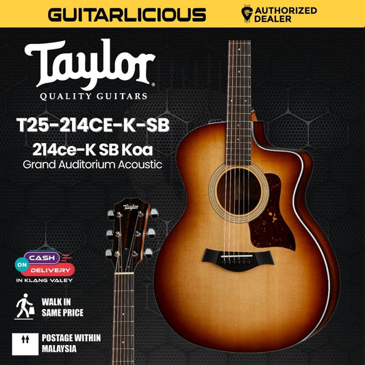 Taylor 214ce-K SB Koa Grand Auditorium Acoustic Guitar, Sunburst Top