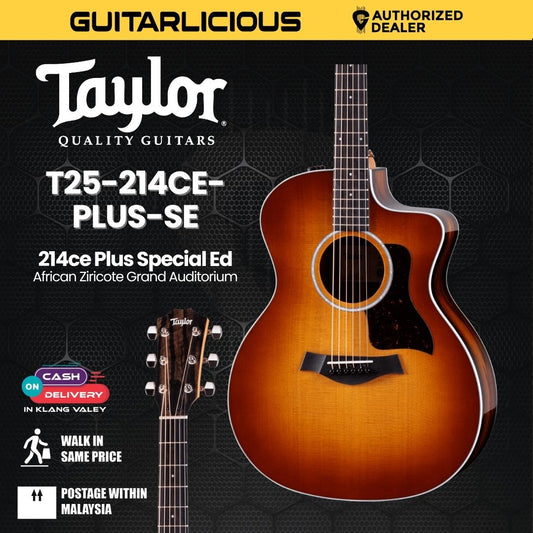Taylor 214ce Plus Special Ed African Ziricote Grand Auditorium Acoustic Guitar, Shaded Edgeburst (PRE-ORDER)