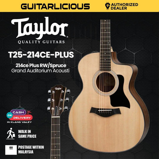 Taylor 214ce Plus RW/Spruce Grand Auditorium Acoustic Guitar w/Aerocase, Natural (PRE-ORDER)