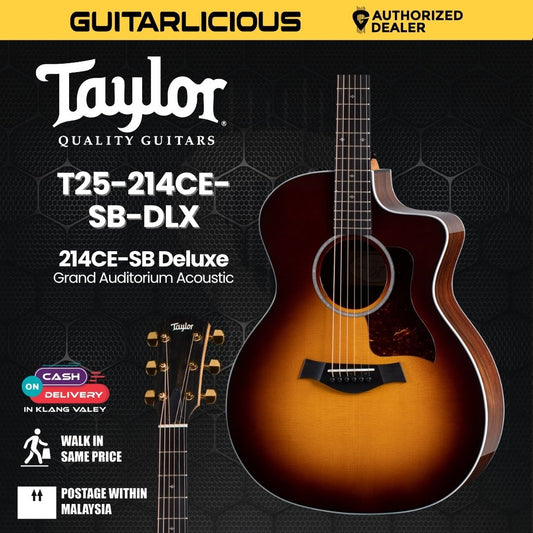 Taylor 214CE-SB Deluxe Grand Auditorium Acoustic Guitar w/Case, Tobacco Sunburst