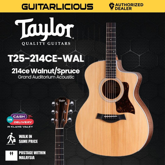 Taylor 214ce Walnut/Spruce Grand Auditorium Acoustic Guitar With Gig Bag (PRE-ORDER)