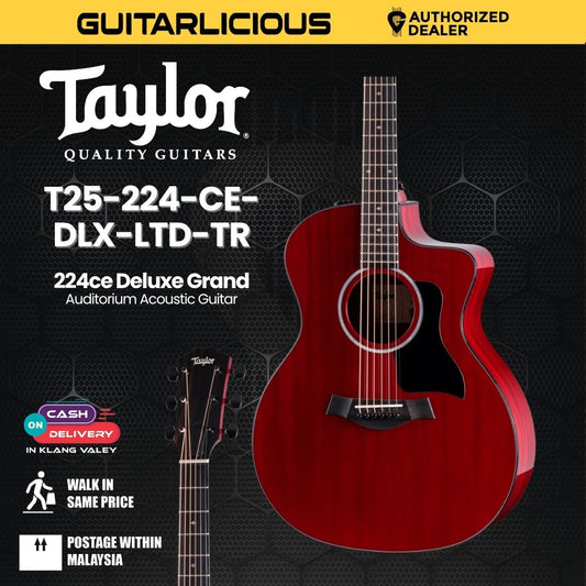 Taylor 224ce Deluxe Grand Auditorium Acoustic Guitar, Trans Red Top