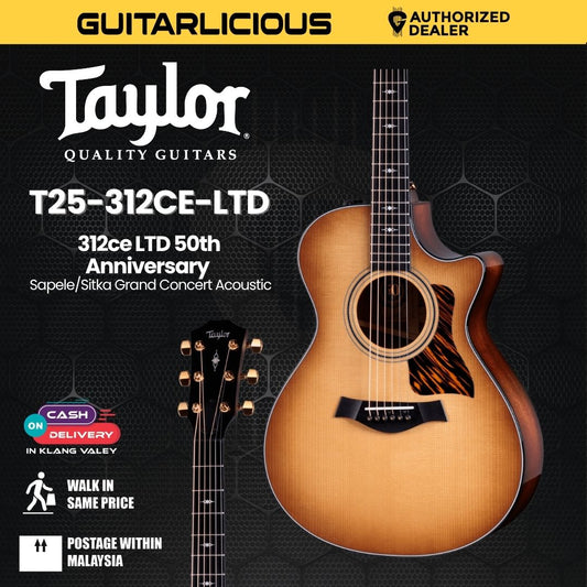 Taylor 312ce LTD 50th Anniversary Sapele/Sitka Grand Concert Acoustic Guitar, Shaded Edgeburst