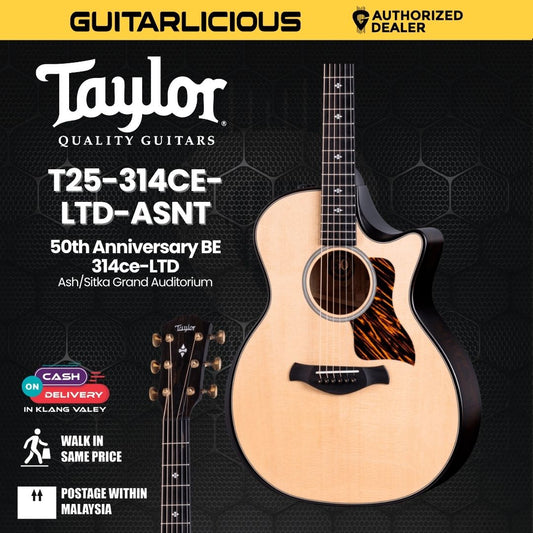 Taylor 50th Anniversary BE 314ce-LTD Ash/Sitka Grand Auditorium Acoustic Guitar, Natural Top