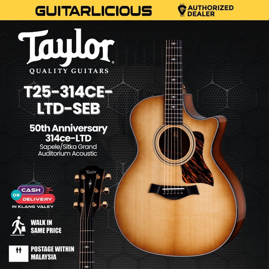 Taylor 50th Anniversary 314ce-LTD Sapele/Sitka Grand Auditorium Acoustic Guitar, Shaded Edge Burst