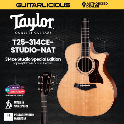 Taylor 314ce Studio Special Edition Sapele/Sitka Acoustic-Electric Guitar, Natural