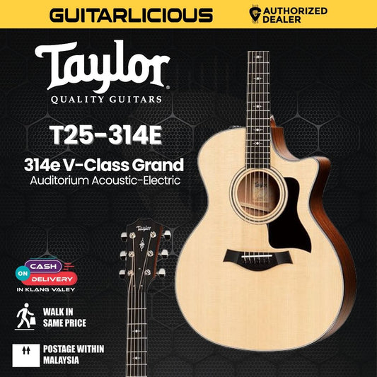 Taylor 314e V-Class Grand Auditorium Acoustic-Electric Guitar, Natural