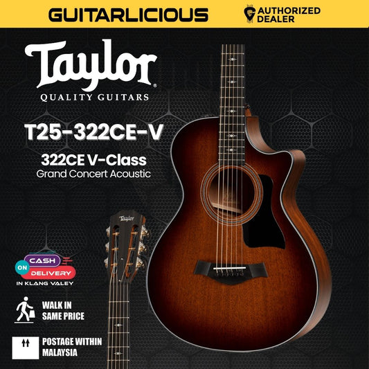 Taylor 322CE V-Class Grand Concert Acoustic Guitar, Shaded Edge Burst