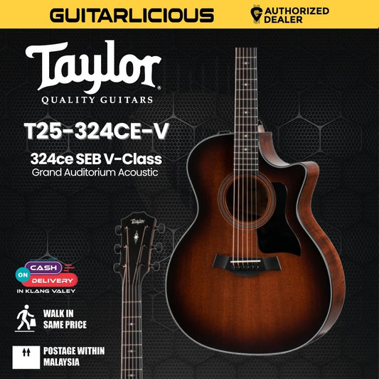 Taylor 324ce SEB V-Class Grand Auditorium Acoustic Guitar, Shaded Edge Burst